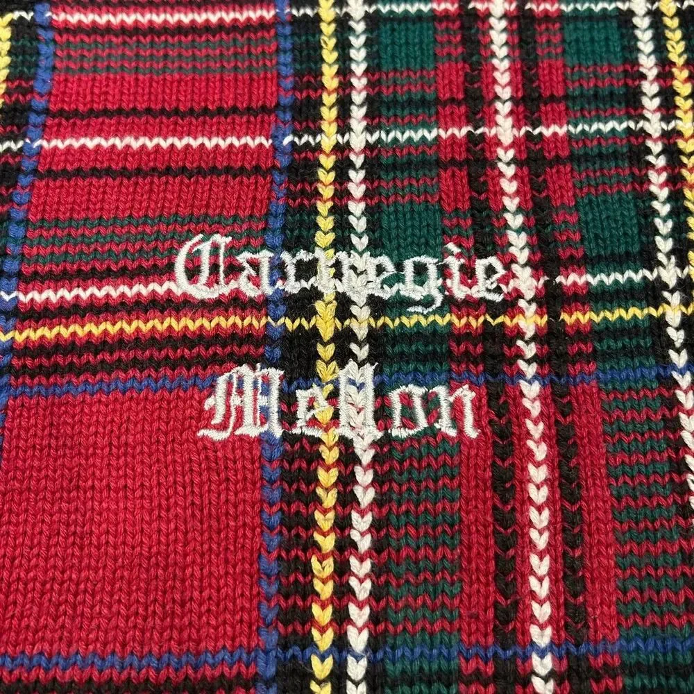 Oak Brook x Carnegie Mellon University Upcycled Tartan Plaid Sweater Size Medium